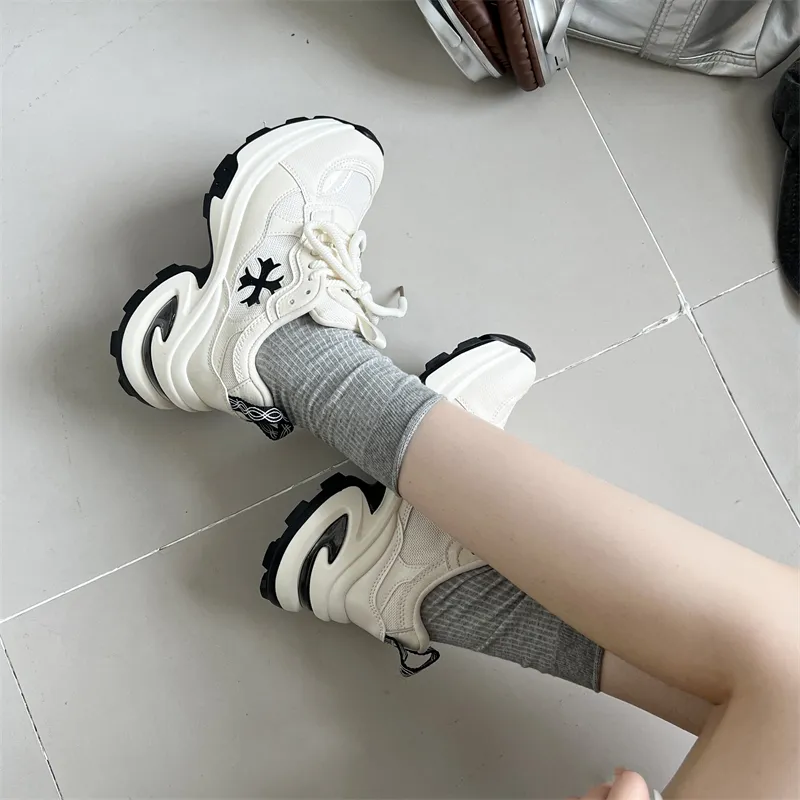 Dragon Dance Breathable Lightweight Height Increasing Low Top Chunky Sneakers Women's-3