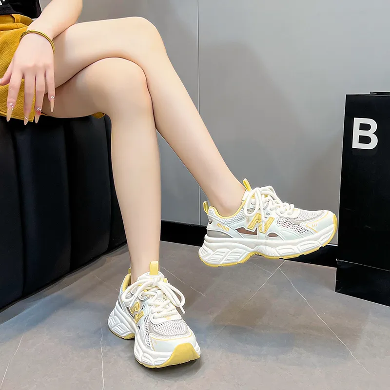 Dragon Dance Breathable Height Increase Low Top Chunky Sneakers Women's-6
