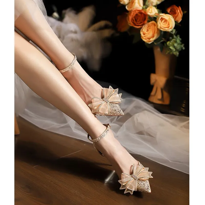 Dragon Dance Slim Heel High Heels Women's Champagne-5