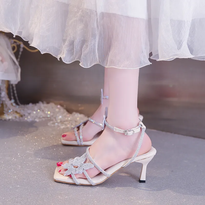 Dragon Dance One Strap Sandals Women's White-4
