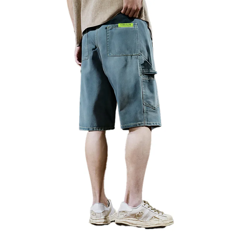 SAME FLOW Denim Shorts Men Blue-3