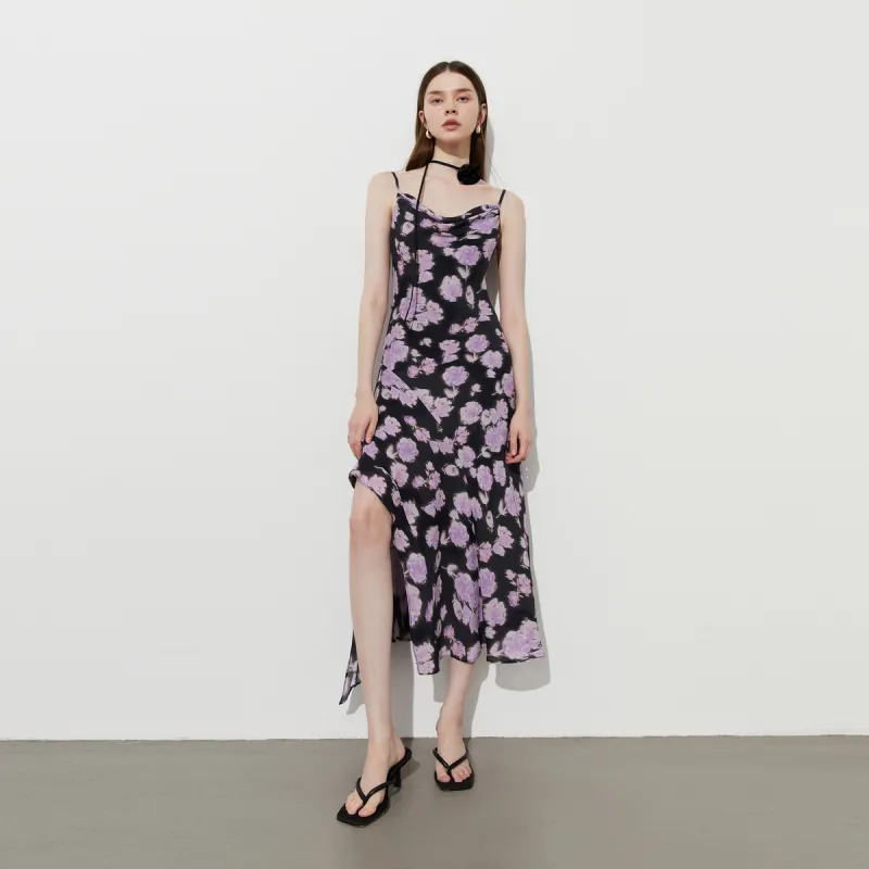 DPLAY Slip Dresses Women's Night Purple Rose-4