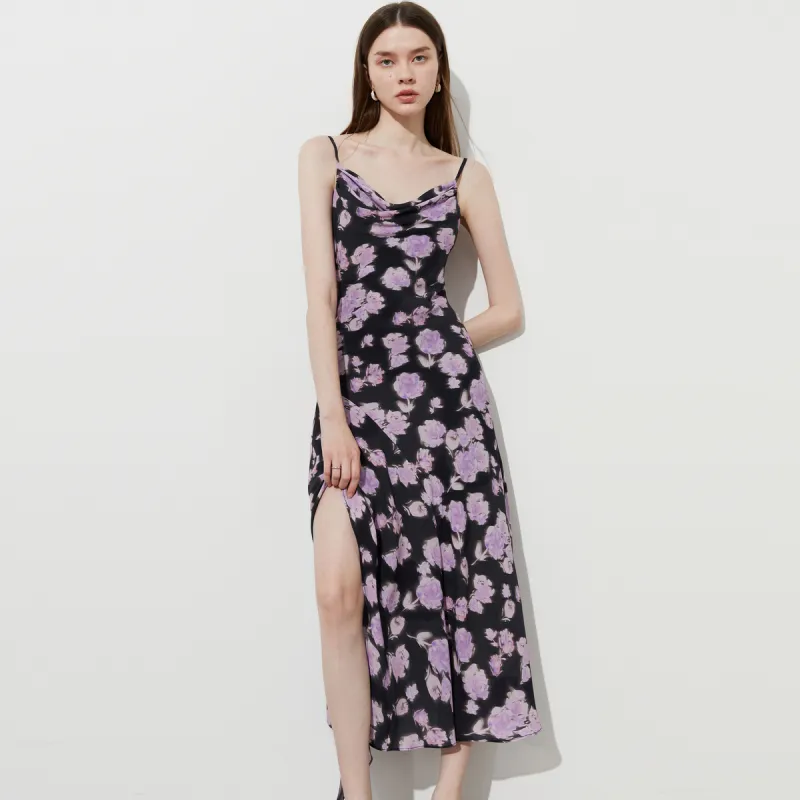 DPLAY Slip Dresses Women's Night Purple Rose-3