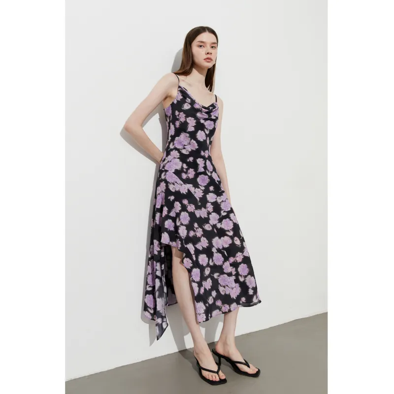 DPLAY Slip Dresses Women's Night Purple Rose-5
