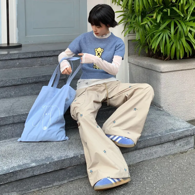 MeiHaoStore Cargo Pants Unisex Khaki-3