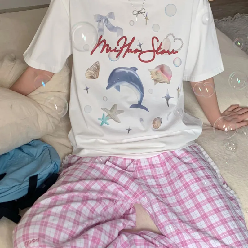 MeiHaoStore Loose Fit 100% Cotton Short Sleeved T Shirts Unisex-3