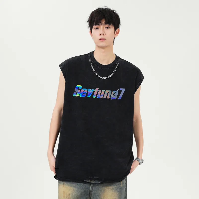 7 SEVFUN Tank Tops Unisex Washed Black-3