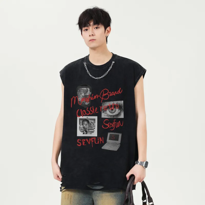 7 SEVFUN Tank Tops Unisex Washed Black-4