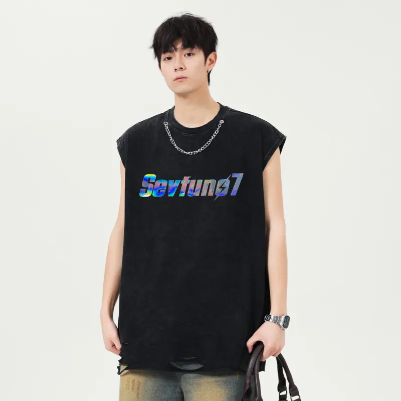 7 SEVFUN Tank Tops Unisex Washed Black-2