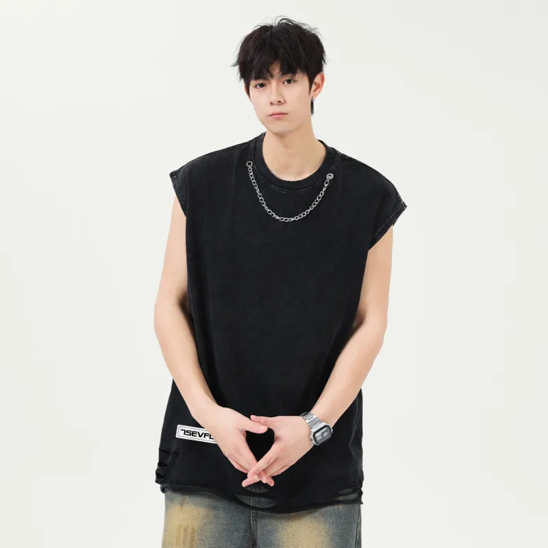 7 SEVFUN Tank Tops Unisex Washed Black-3