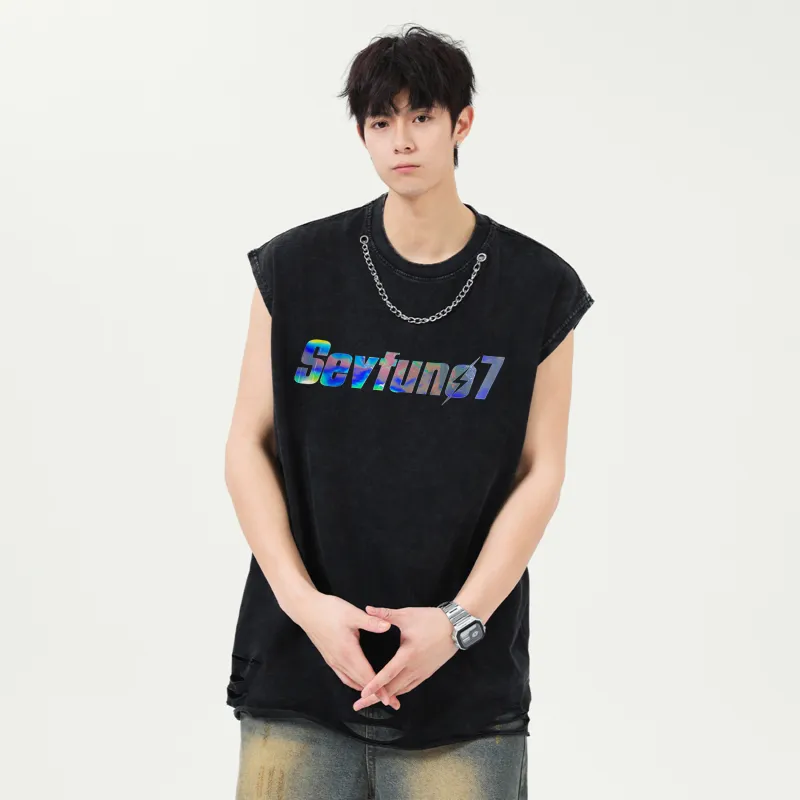 7 SEVFUN Tank Tops Unisex Washed Black-4