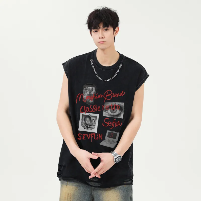 7 SEVFUN Tank Tops Unisex Washed Black-2