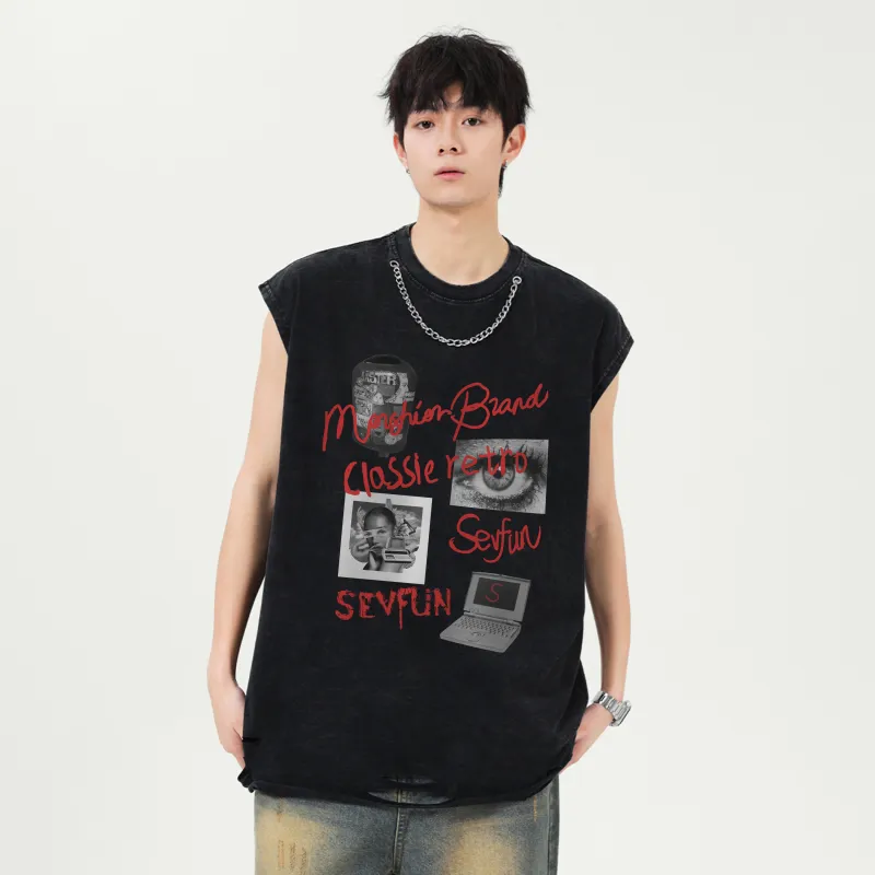 7 SEVFUN Tank Tops Unisex Washed Black-3
