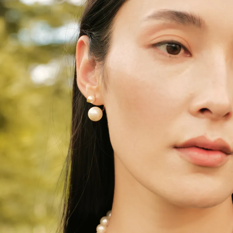 Fellala Shijia Pearl Two Way Wear Stud Earrings Unisex-4