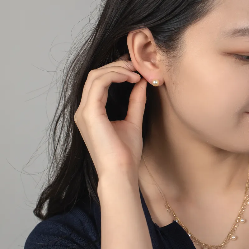 Heidi Pearl Stud Earrings G 18K Gold Women's-6