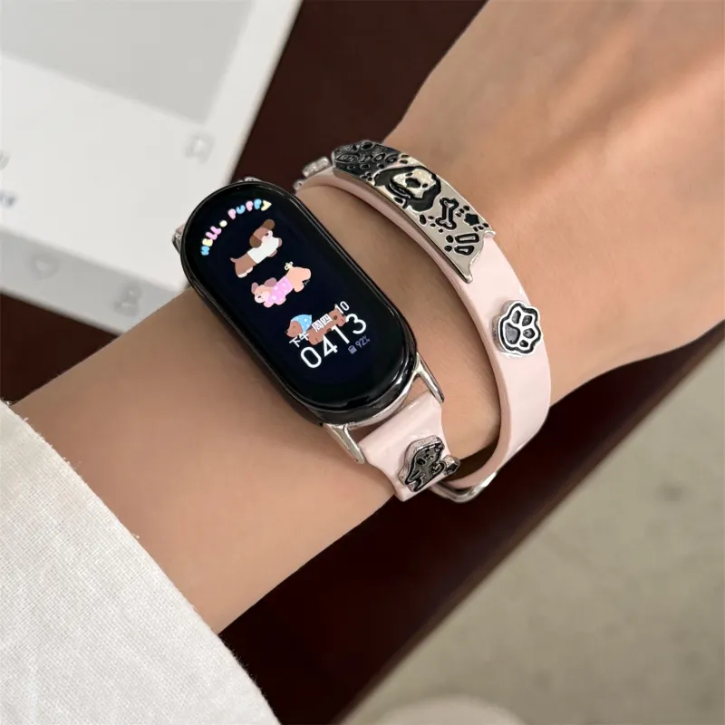 DAOWEI Watch Band Xiaomi Red Beige Compatibility Glossy Leather, Metal-8