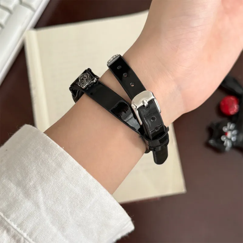 DAOWEI Watch Band Xiaomi Red Beige Compatibility Glossy Leather, Metal-14