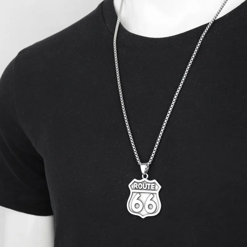 66ROUTE 66 Titanium Steel Necklaces Unisex-2