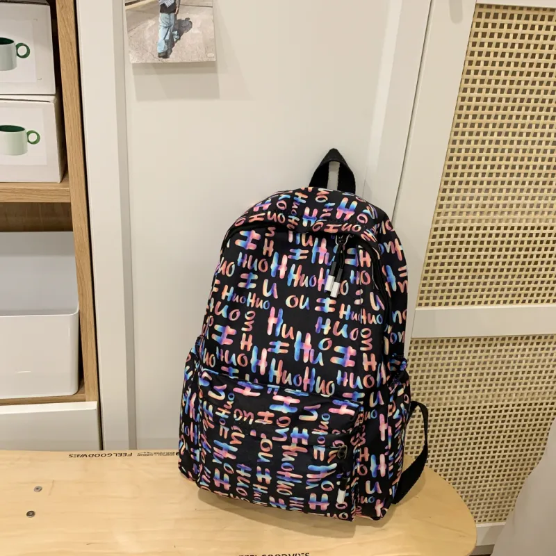 NANXIAOXIANG Nylon Backpack Unisex Black Capital/Blue Capital/Red Capital/Multicolor Capital-14