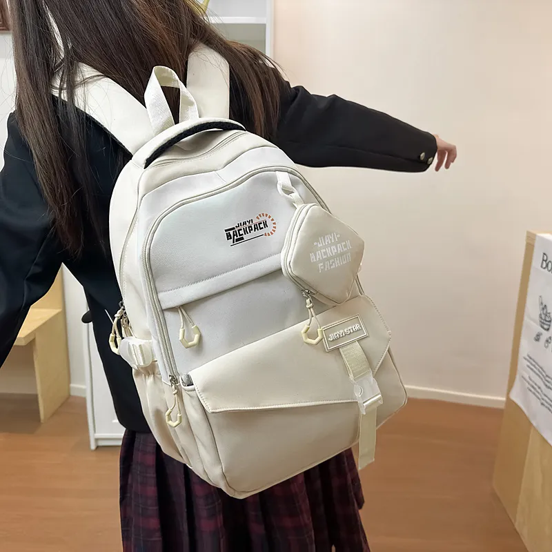 NANXIAOXIANG Nylon Backpack Regular Unisex Bayberry Red/Ecru/Khaki/Black/Green/Pink-10