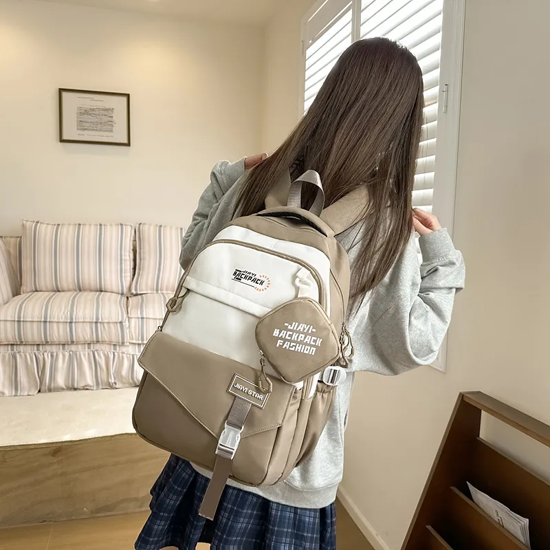 NANXIAOXIANG Nylon Backpack Regular Unisex Bayberry Red/Ecru/Khaki/Black/Green/Pink-2