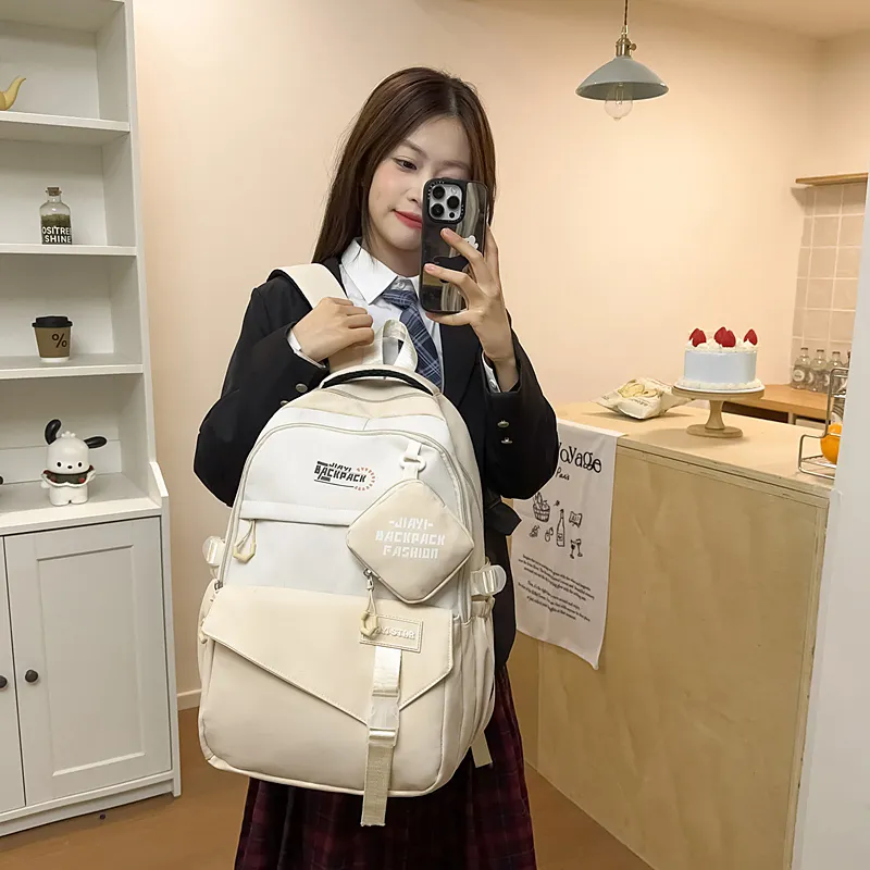 NANXIAOXIANG Nylon Backpack Regular Unisex Bayberry Red/Ecru/Khaki/Black/Green/Pink-12