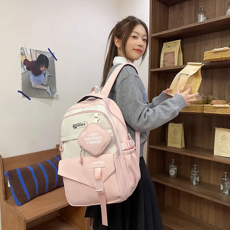 NANXIAOXIANG Nylon Backpack Regular Unisex Bayberry Red/Ecru/Khaki/Black/Green/Pink-25