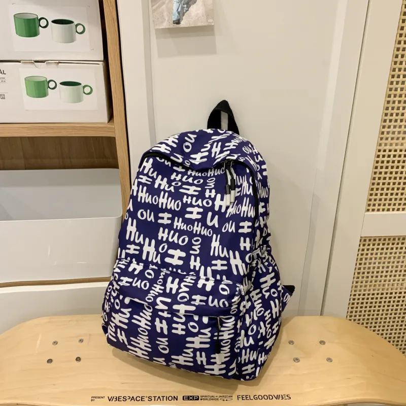 NANXIAOXIANG Nylon Backpack Unisex Black Capital/Blue Capital/Red Capital/Multicolor Capital-6