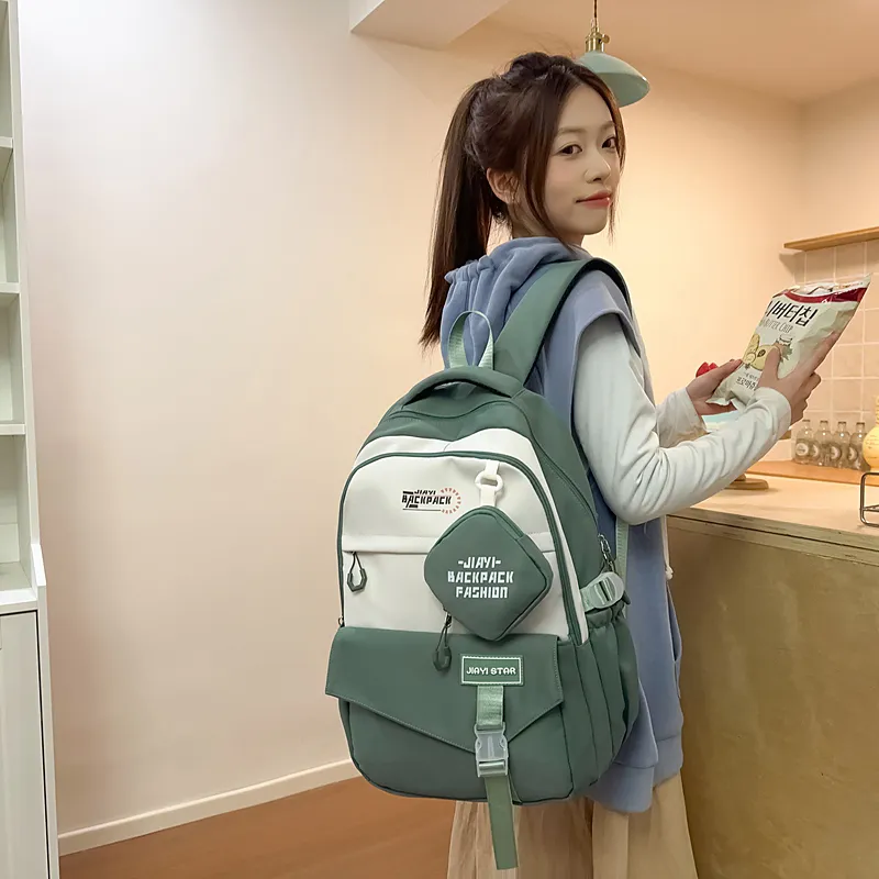 NANXIAOXIANG Nylon Backpack Regular Unisex Bayberry Red/Ecru/Khaki/Black/Green/Pink-21