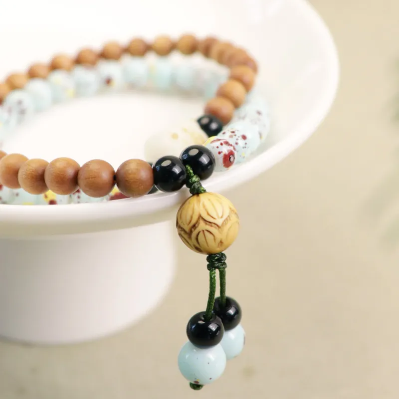 LIBEIDINGSHENG Barbie Sandalwood Career Explosion, Double Luck, Endless Blessing Beaded Bracelet Unisex-2