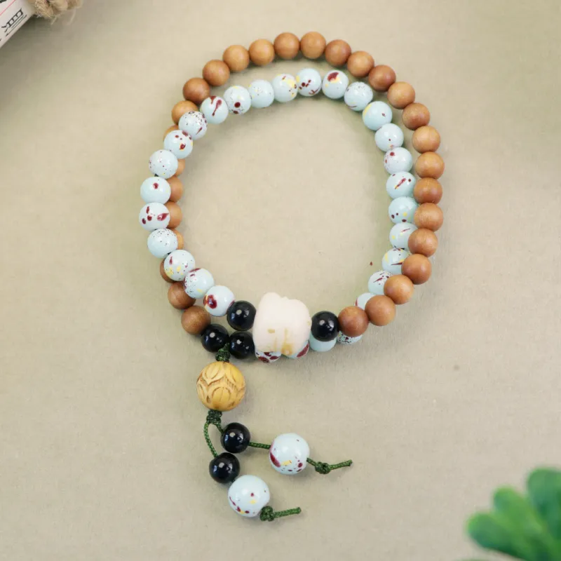 LIBEIDINGSHENG Barbie Sandalwood Career Explosion, Double Luck, Endless Blessing Beaded Bracelet Unisex-7