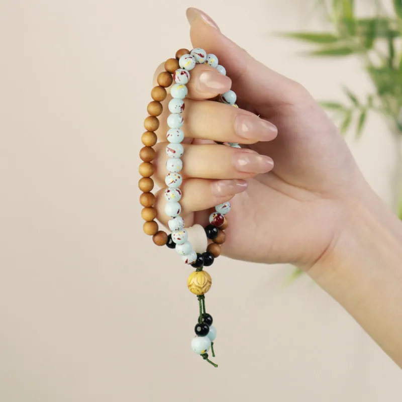 LIBEIDINGSHENG Barbie Sandalwood Career Explosion, Double Luck, Endless Blessing Beaded Bracelet Unisex-1