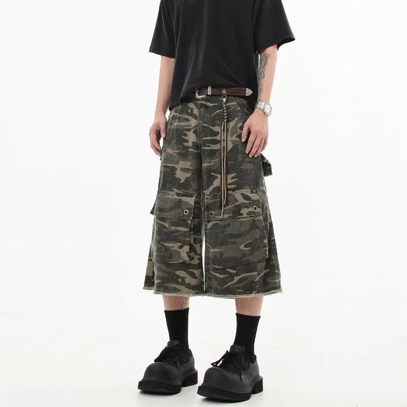 UNA RETA Cargo Shorts Unisex Army Green-3