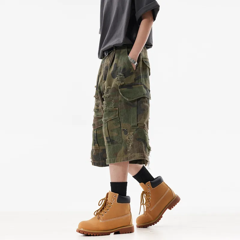 UNA RETA Cargo Shorts Unisex Army Green-1