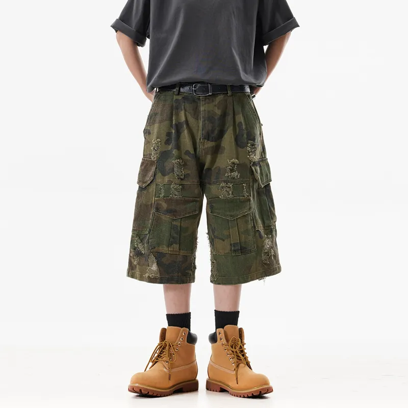 UNA RETA Cargo Shorts Unisex Army Green-2