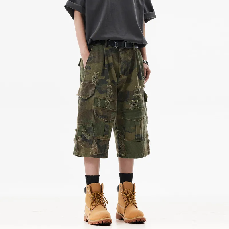 UNA RETA Cargo Shorts Unisex Army Green-3