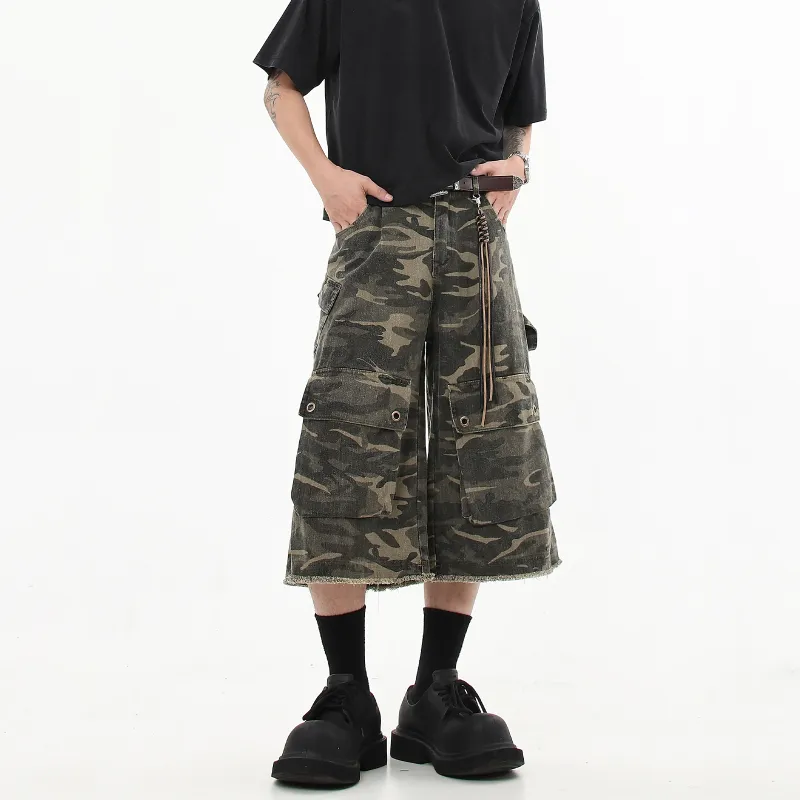 UNA RETA Cargo Shorts Unisex Army Green-2