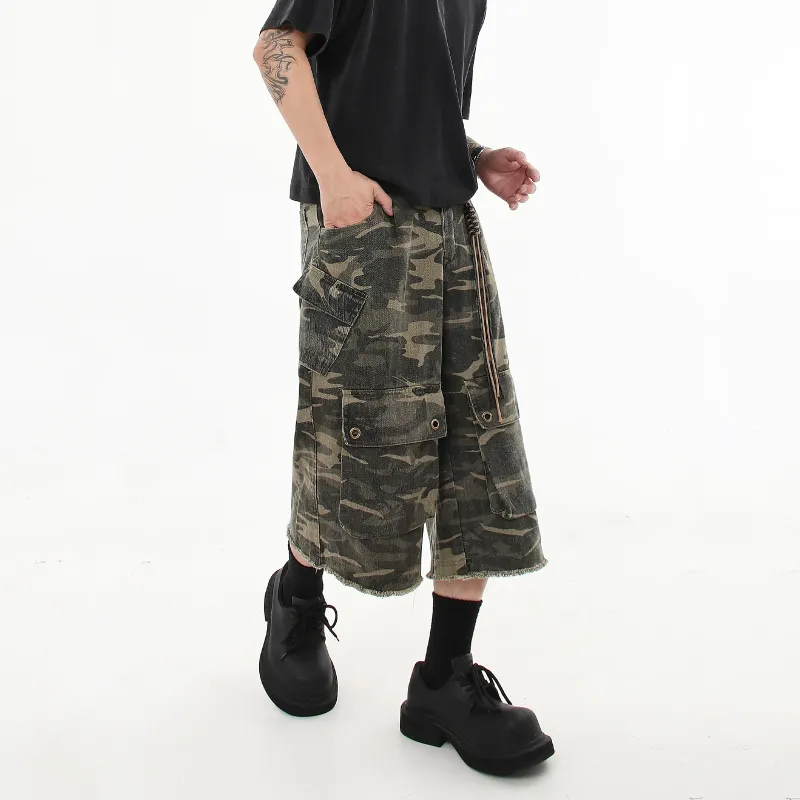 UNA RETA Cargo Shorts Unisex Army Green-1