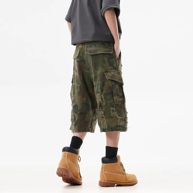 UNA RETA Cargo Shorts Unisex Army Green-4