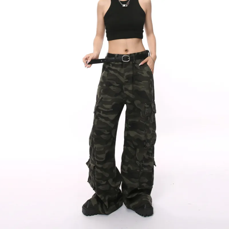 UNA RETA Casual Pants Unisex Dark Green-3