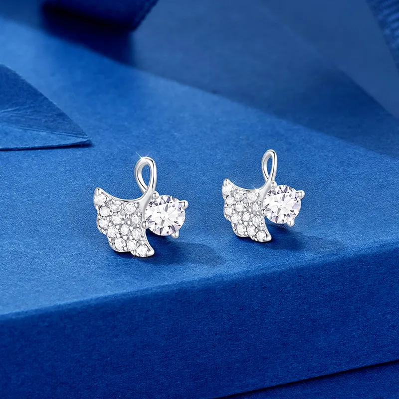 Wylyp S925 Silver Stud Earrings Women's Silver white Gift Box-3