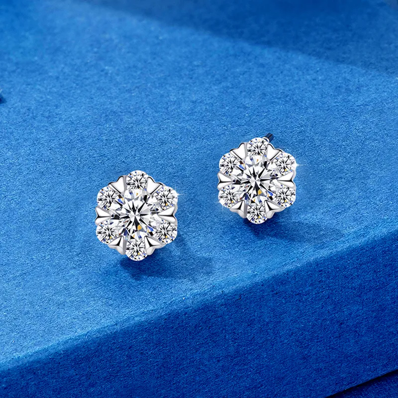Wylyp S925 Silver Stud Earrings Women's Silver White-3