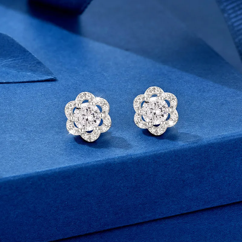 Wylyp 925 Sterling Silver Stud Earrings Women's Silver white Gift Box-1