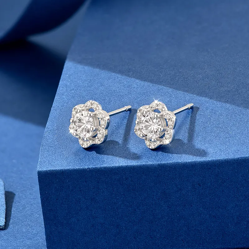 Wylyp 925 Sterling Silver Stud Earrings Women's Silver white Gift Box-5