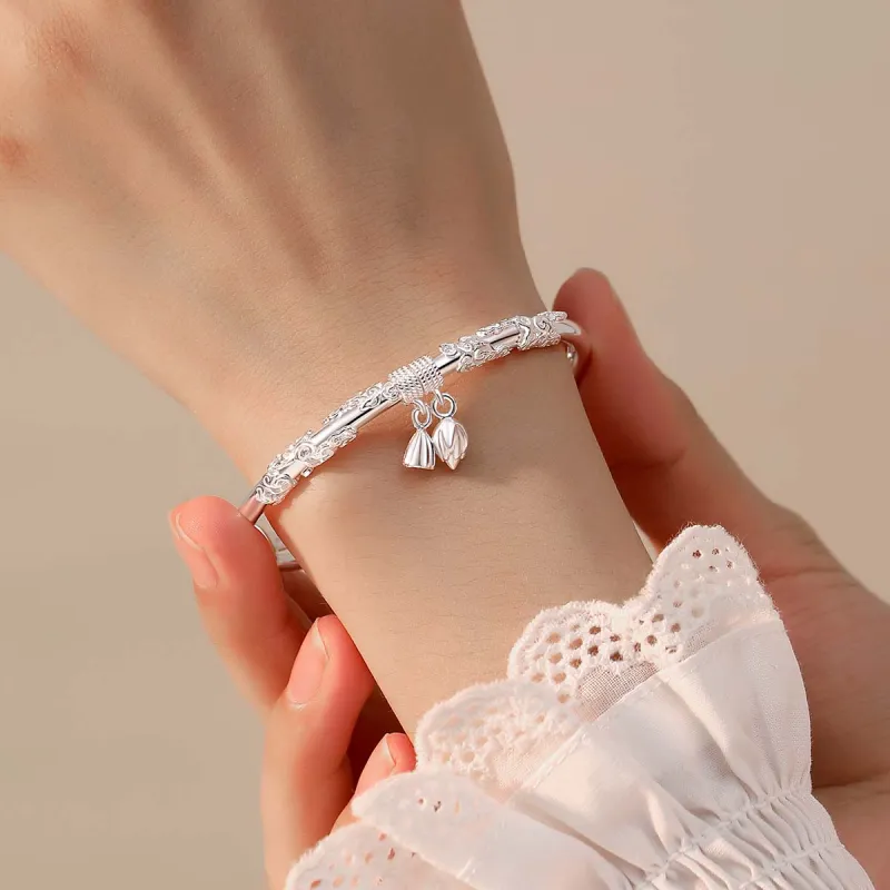 Wylyp 999 Fine Silver Sterling Silver Bracelets Women's-2