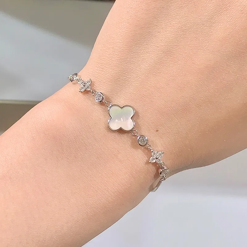 Wylyp S925 Silver Bracelets Women's Silver White-2