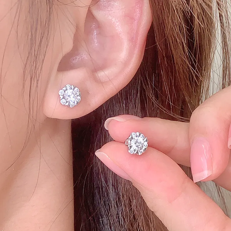 Wylyp S925 Silver Stud Earrings Women's Silver White-1