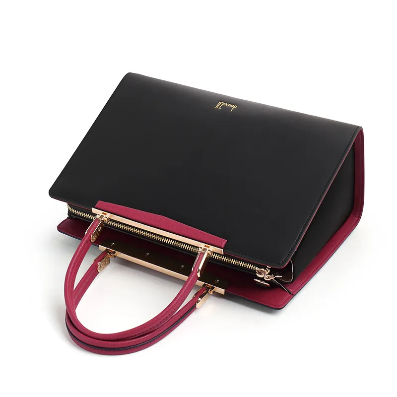Danxilu Cow Leather Unique Style, Exquisite Bag, Grandmother Bag, Shoulder Bag, Crossbody Handbag Tubas Women's Black-3
