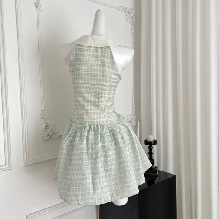 EMDPN Sleeveless Dresses Women's Light Green Shopping Bag Included-3