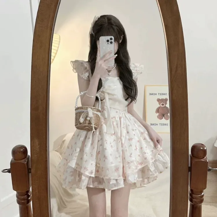 EMDPN Petite Bowknot Princess Cinched Waist Dress Women's-2